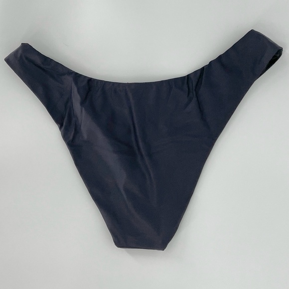 J. Crew Women's Cheeky Bikini Swim Bottom Size M Blue Curved Waist Mid Rise UPF - Picture 2 of 8